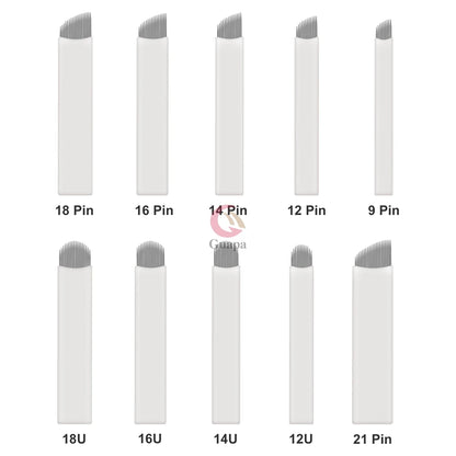 White Microblading Needles – 9/11/12/14/18/21 for Permanent Makeup, Eyebrow Tattoo & Embroidery Pen Supplies