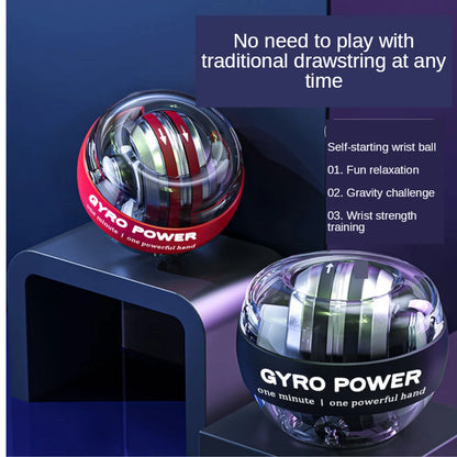 LED Gyroscopic Power Wrist Ball - Self-Starting Gyro Ball Trainer for Arm, Hand Muscle Exercise and Strengthening