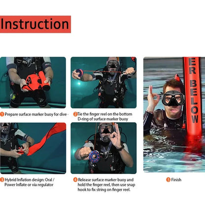 15CM*150CM Scuba Diving Surface Marker Buoy (SMB): Professional High-Quality Underwater Safety Tube for Divers