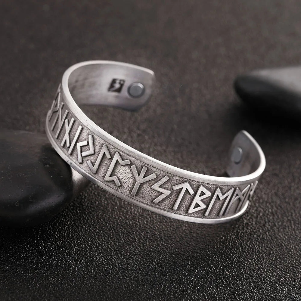 Skyrim Viking Talisman Bracelet – Tree of Life, Luck Knot Runes, Magnetic Cuff Bangle, Adjustable Unisex Jewelry
