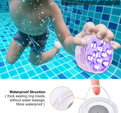 10 LED RGB Underwater Pool Light – Remote Control, Battery Operated, Waterproof Dive Lamp for Aquarium, Vase, and Fish Tank