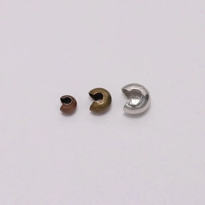 Copper Round Crimp End Beads - 50-100pcs/lot, Dia 3 4 5mm - Stopper Spacer Beads for DIY Jewelry Making Findings