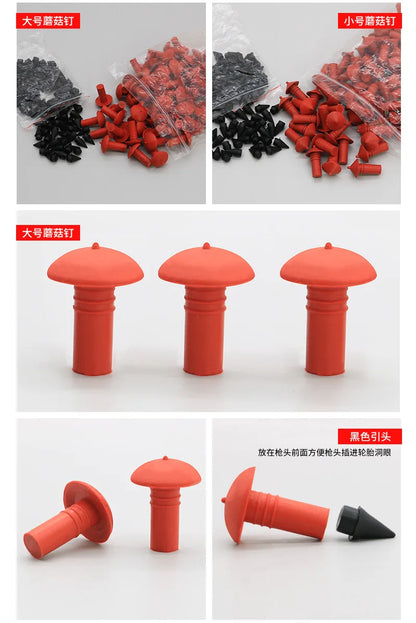 180pcs Universal Mushroom Tubeless Tire Repair Kit — Red & Black 7mm/8mm Rubber Plugs for Car Tire Fix
