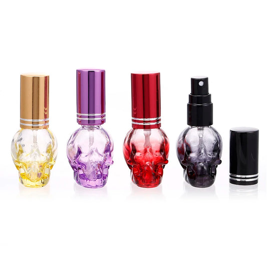 8ml Skull-Shaped Glass Perfume Bottle – Refillable Mini Travel Spray for Personal Fragrance