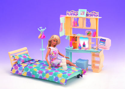 Princess Bathroom Furniture Set for Barbie Dollhouse – 30cm Accessories with Shower & Toilet