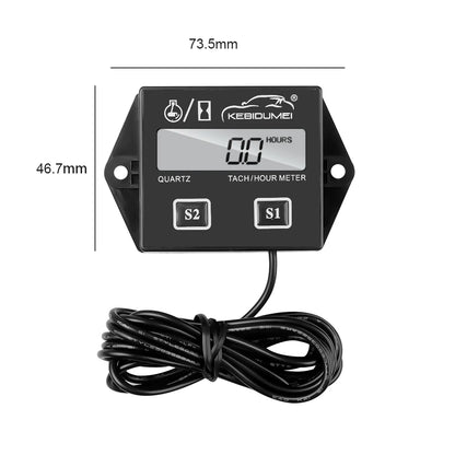 Kebidumei Digital Engine Tach Hour Meter | Tachometer Gauge Engine RPM LCD Display | for Car Motorcycle Stroke Engine Boat ATV moto