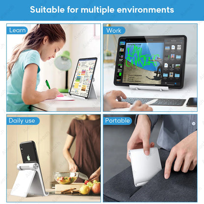 Adjustable Folding Tablet Stand: Desktop Holder for 7.9 to 11 inch Tablets - iPad, Xiaomi, Samsung, Mobile Phone Support