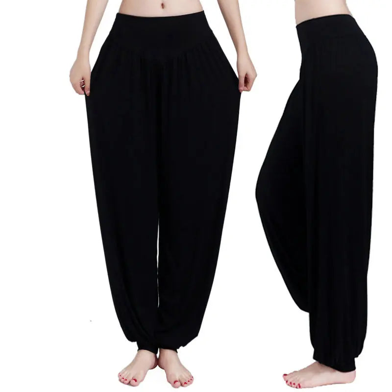 Women's Modal Dance Pants – Loose-Fit Wide-Legged Leotards for Latin & Yoga Practice, Soft Home Trousers N24