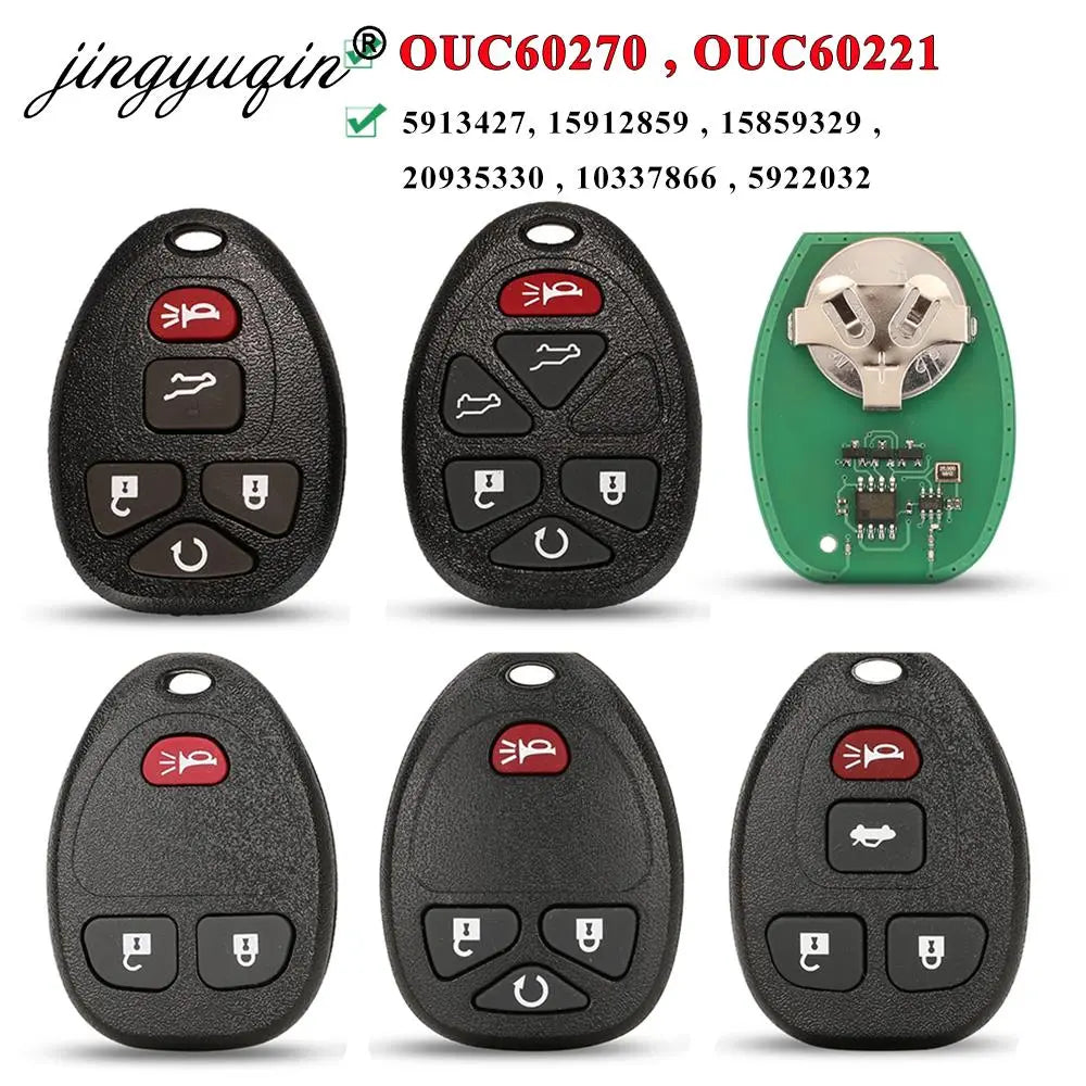 jingyuqin 315Mhz OUC60270 5/6 Buttons Remote Control Keyless Entry Car Key Fob - Compatible with Buick, Chevrolet, Cadillac, GMC, Saturn
