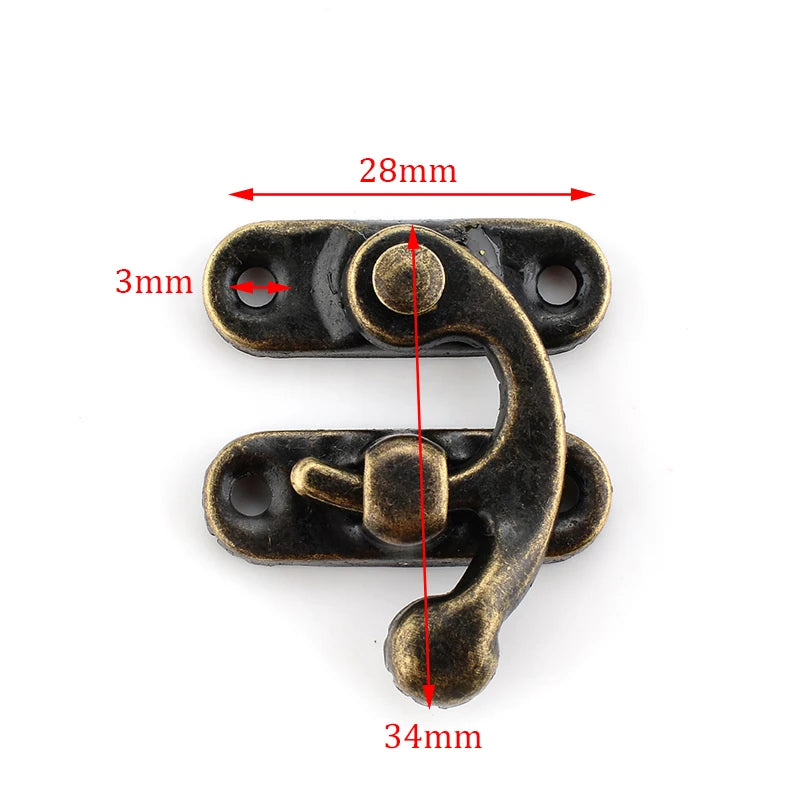 NAIERDI Small Antique Metal Lock – Decorative Hasps Hook Padlock for Wooden Jewelry Boxes, Furniture Hardware with Screws