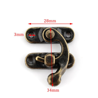 NAIERDI Small Antique Metal Lock – Decorative Hasps Hook Padlock for Wooden Jewelry Boxes, Furniture Hardware with Screws