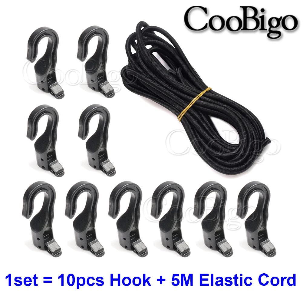 Heavy Duty Elastic Bungee Cord with Plastic Hooks - Shock Strap for Car, Luggage, Tents, Kayaks, Bikes and Boats