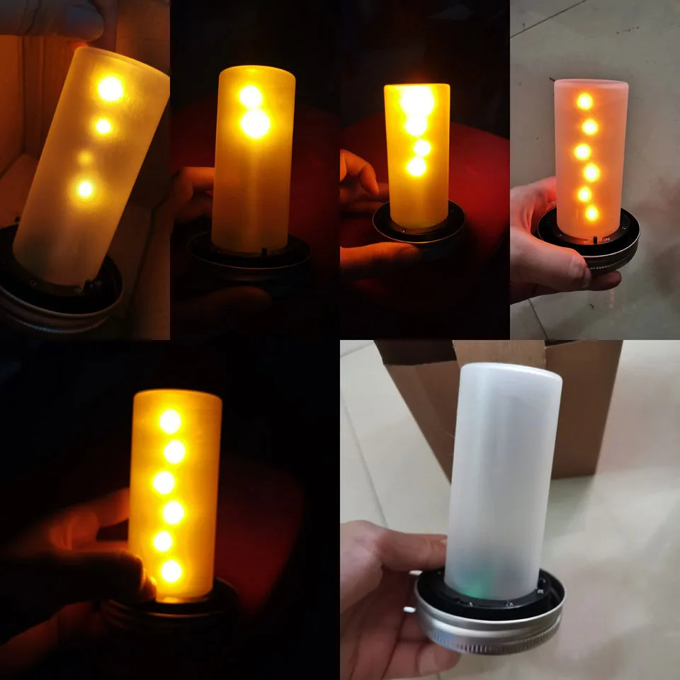 Solar LED Mason Jar Lights – Warm Torch Flame Lantern for Outdoor & Indoor Christmas, Garden, and Street Decoration