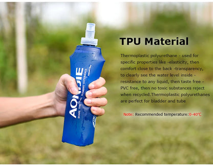 AONIJIE Soft Flask Water Bottle — 250ml/500ml Folding, Collapsible, TPU BPA-Free for Running Hydration Packs, Waist Bags & Vests (SD09/SD10)