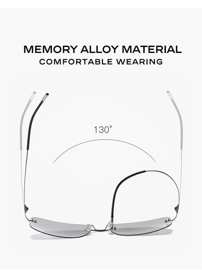 CAPONI Square Photochromic Polarized Sunglasses for Men - Rimless, Classic Design, UV400 Protection Eyewear (BS7467)