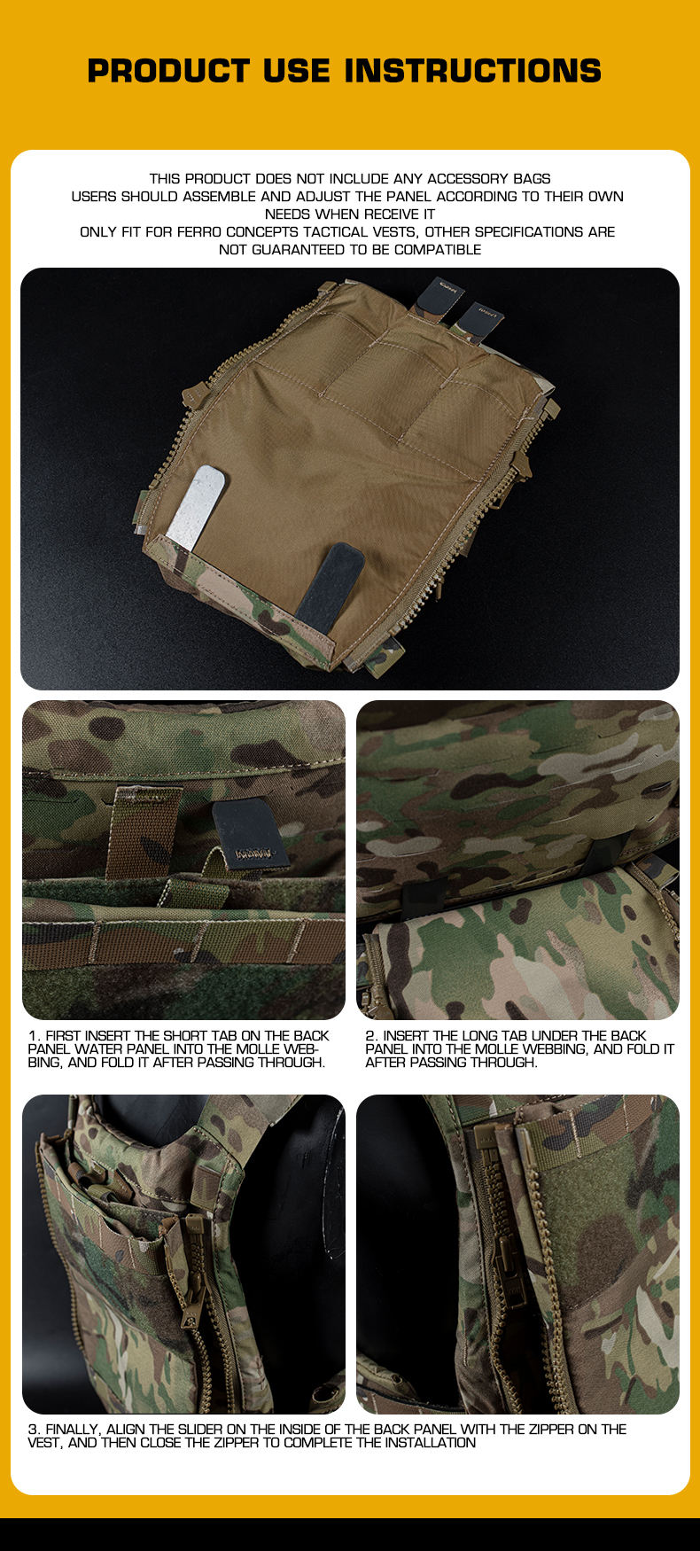 Assault Adapt Banger Back Panel Zip-On Rear Pack – Tactical Vest FCPC V5 Plate Carrier Accessories Bag with GP Pouch & Multitools Pocket