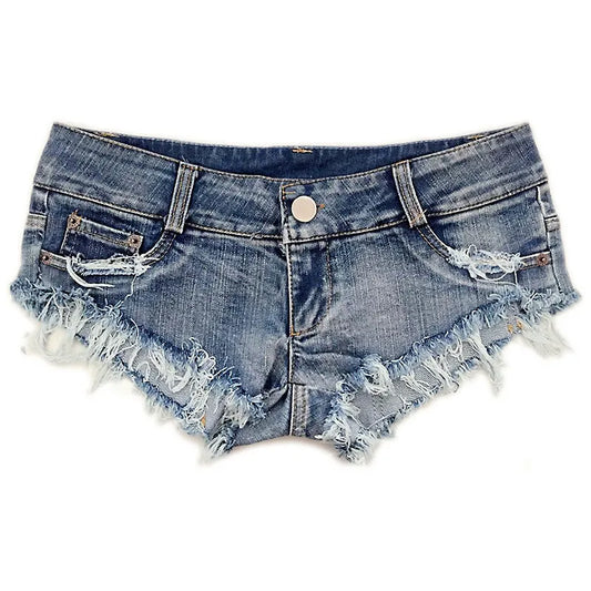 2025 Sexy Women’s Denim Booty Shorts – Low Waist Skinny Hole Clubwear Shorts