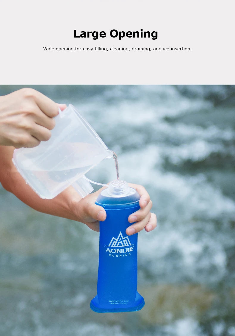 AONIJIE Soft Flask Water Bottle — 250ml/500ml Folding, Collapsible, TPU BPA-Free for Running Hydration Packs, Waist Bags & Vests (SD09/SD10)