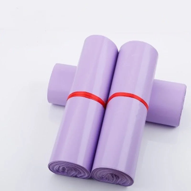 50PCS Purple Courier Mailer Bags - Self-Adhesive Poly Packaging for Mailing, Express Shipping, and Postal Pouches