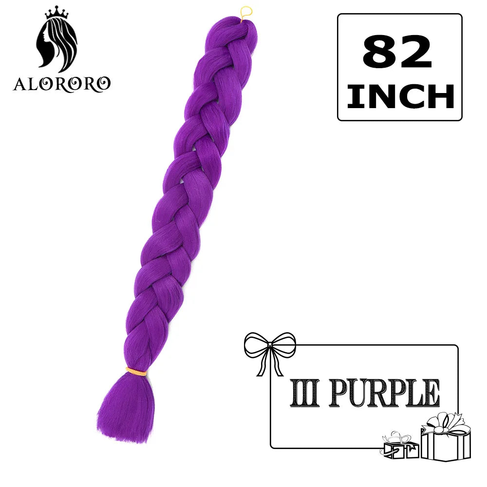 82-Inch Synthetic Braiding Hair Extensions – Jumbo Crochet Box Twist Braids in Green, Red, Pink & Yellow, Pure Color Wholesale