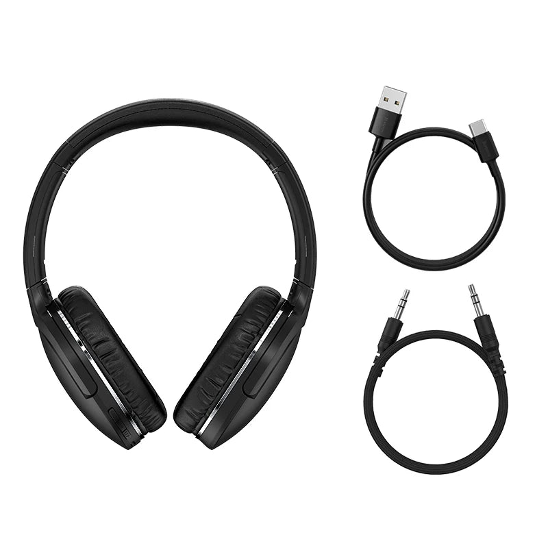 Baseus D02 Pro Wireless Headphones - Bluetooth 5.3, Foldable Sport Headset, Over-Ear Gaming Bluetooth Earbuds