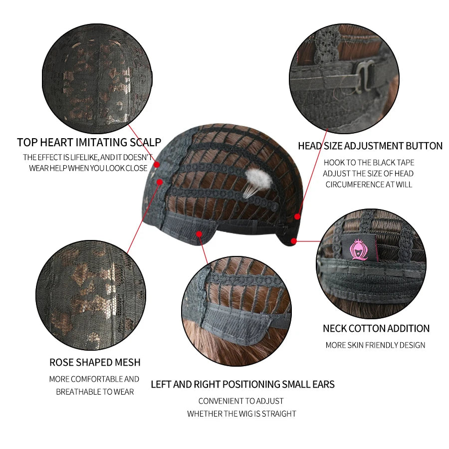 7JHH WIGS Popular Brown Ash Long Deep Wave Hair Lolita Wigs: Synthetic Wig with Bangs, Fashionable Thick Curls for Women & Girls