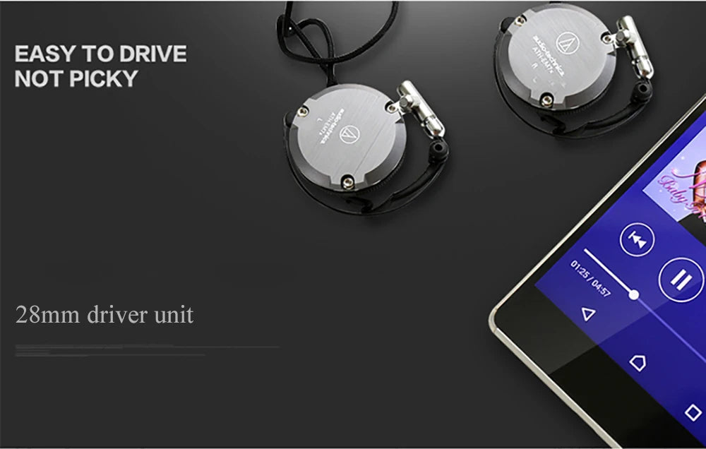 Audio-Technica ATH-EM7X Wired Sport Ear Hook Earphones with Heavy Bass for Android & iPhone