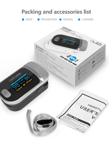 KIUZOU Finger Pulse Oximeter – SPO2, PR, PI, RR Blood Oxygen Monitor with OLED Display