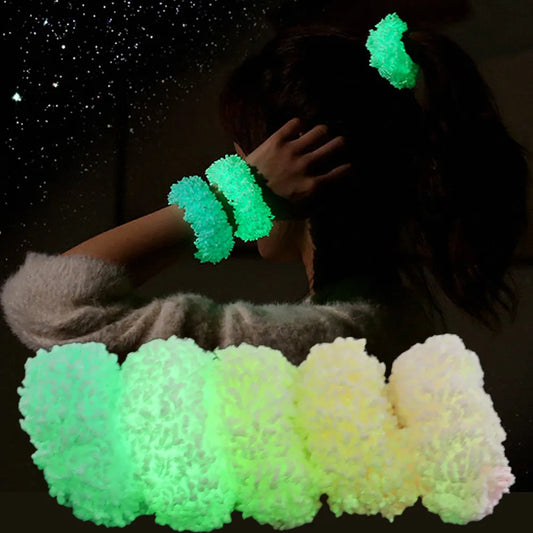 Luminous Plush Hair Ropes - Colorful Hair Accessories for Women and Girls, Ponytail Holders, Scrunchies, Elastic Hair Bands
