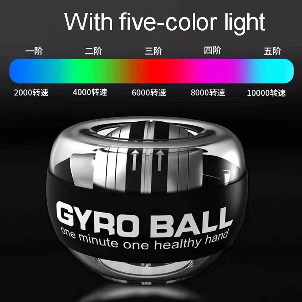 LED Gyroscopic Power Wrist Ball - Self-Starting Gyro Ball Trainer for Arm, Hand Muscle Exercise and Strengthening