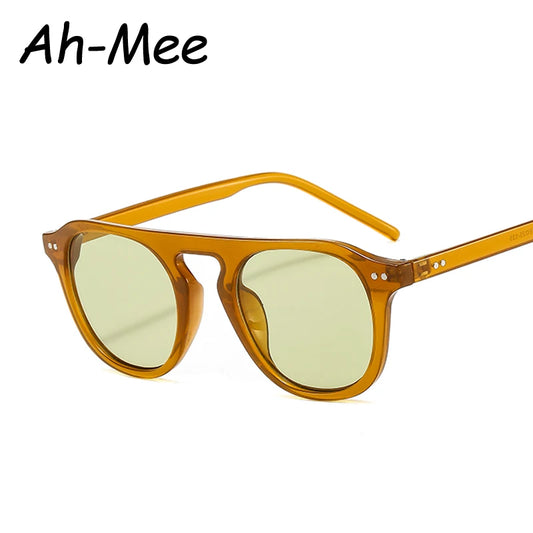 Vintage Oval Sunglasses – Punk Rivet Designer Shades for Men & Women Unisex Eyewear