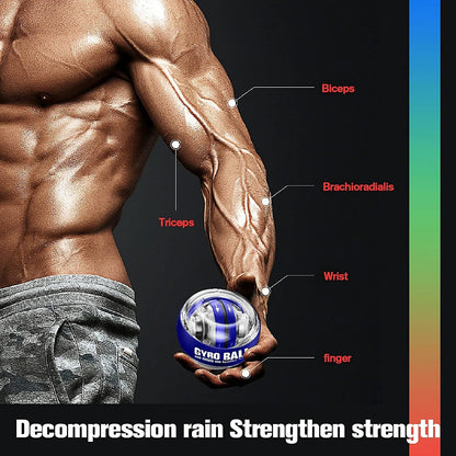 LED Gyroscopic Power Wrist Ball - Self-Starting Gyro Ball Trainer for Arm, Hand Muscle Exercise and Strengthening