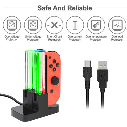 Nintendo Switch 4-Controller Charging Dock — LED Indicator Charging Station for Joy-Con Accessories