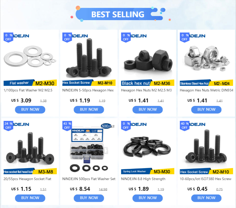 1-100pcs Black Flat Washers — M2 to M36 Carbon Steel Plain Gaskets