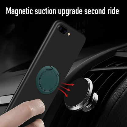 Luxury Metal Mobile Phone Socket Holder - Universal 360 Degree Rotating Finger Ring with Magnetic Car Bracket Stand