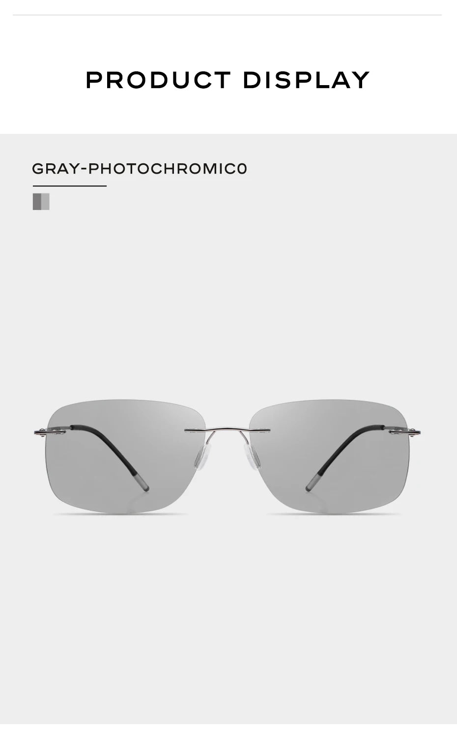 CAPONI Square Photochromic Polarized Sunglasses for Men - Rimless, Classic Design, UV400 Protection Eyewear (BS7467)