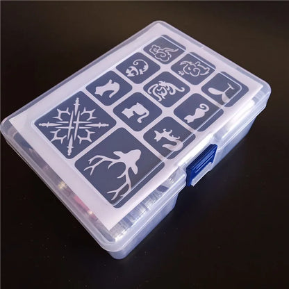 Halloween Glitter Tattoo Kit – Stencils, Glue, Brush & Body Art Makeup Glitter for Kids, Body Painting Powder