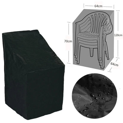 Stackable Chair Dust Cover — Waterproof Black Storage Bag for Garden & Terrace Furniture Protection