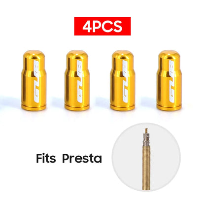 4pcs Aluminum Bike Tire Valve Caps – Ultralight MTB Road Mountain Schrader/Presta Tyre Protectors