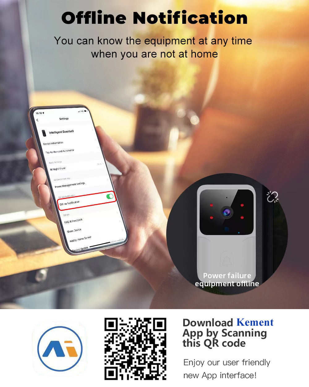 WiFi Video Doorbell — Wireless HD Camera, IR Alarm, Smart Home Intercom Security Doorbell