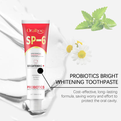 SP6 Probiotic Brightening Toothpaste for Plaque Removal, Stain Whitening & Fresh Breath – Anti-Periodontitis Oral Care