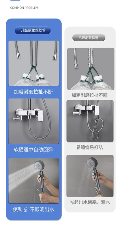 1.5/2M Anti-Kink Handheld Shower Hose — Flexible High-Pressure Nylon Tube with Universal GI/2 Connector