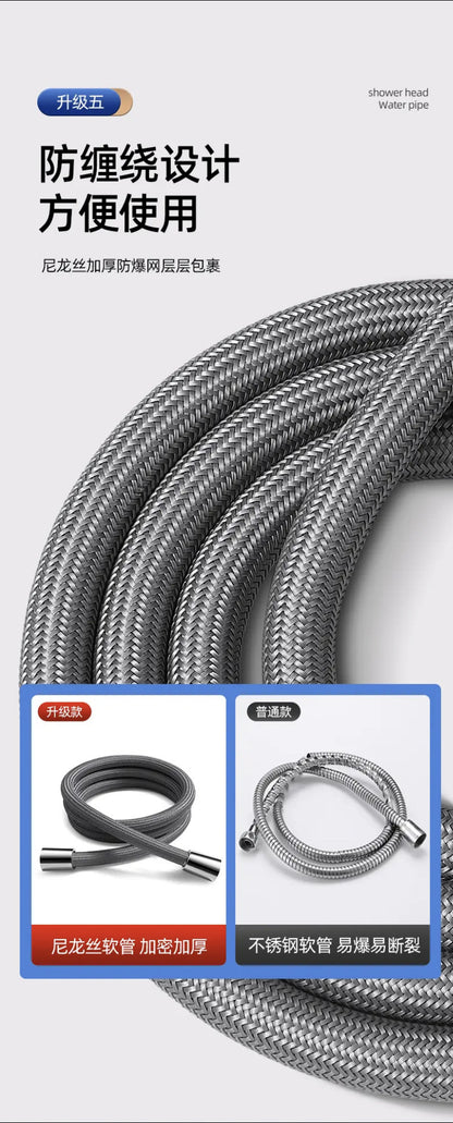 1.5/2M Anti-Kink Handheld Shower Hose — Flexible High-Pressure Nylon Tube with Universal GI/2 Connector