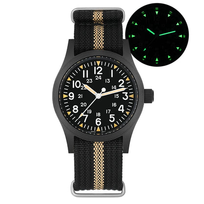 Militado ML05 Vintage Quartz Watch 38mm with VH31 Movement, Domed Sapphire Crystal, AR Coating & Luminous Dial