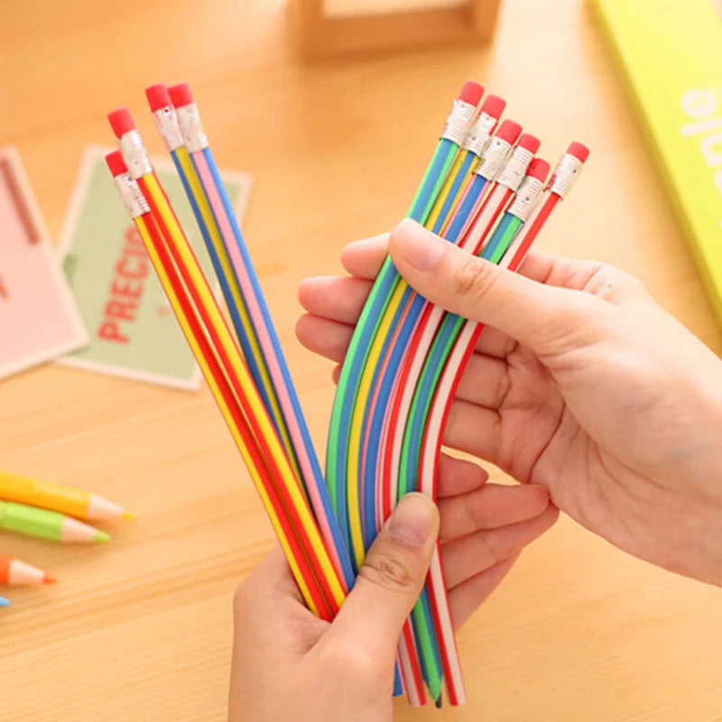 10-Piece Soft Flexible Pencils Set - Cute Candy-Colored Standard Stationery for Writing and Drawing