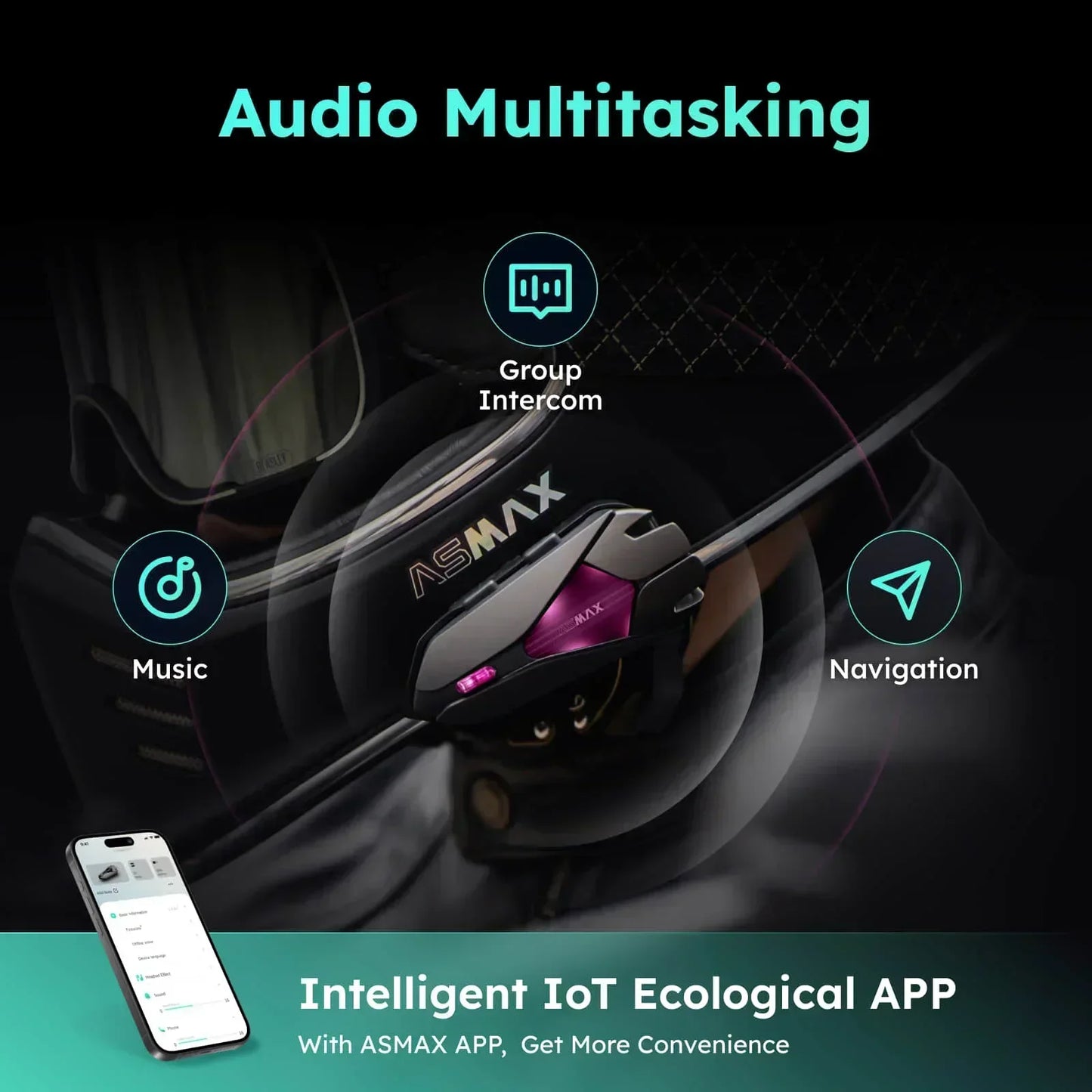 ASMAX Z1 Motorcycle Bluetooth Intercom — IP67 Waterproof Helmet Headset with 2 Chips, 8-Core, HiFi Speakers, ENC & 42-Min Fast Charging