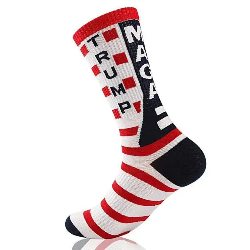 2024 President Donald Trump Socks – Unisex Funny Print Casual Crew Socks, 3D Fake Hair Design, Hot Sale Hip Hop Style