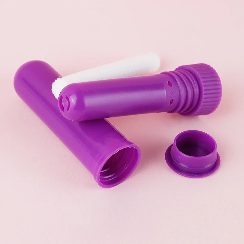 50/80/100 Sets Empty Nasal Inhaler Tubes – Portable Black & White Plastic Inhalers with Cotton Wicks for Essential Oils