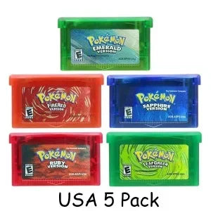 GBA Pokémon 32-Bit Game Cartridges – Emerald, FireRed, LeafGreen, Ruby & Sapphire, Multi-Language