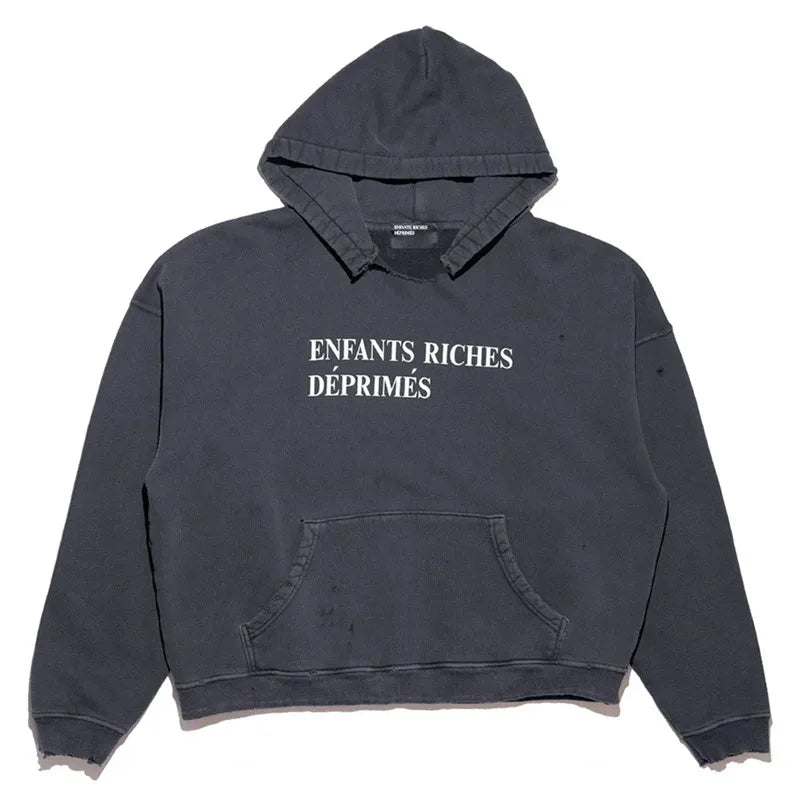 2025SS Ripped E.R.D. Hoodie – Men & Women Slogan Print Short Wide Sweatshirt